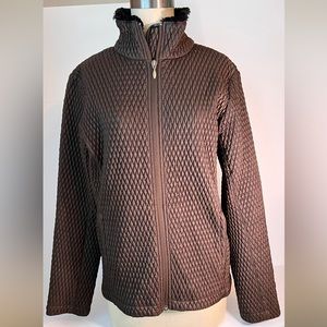Columbia Sportswear Chocolate Brown MicroPuff Jacket w Faux Fur Collar Size L